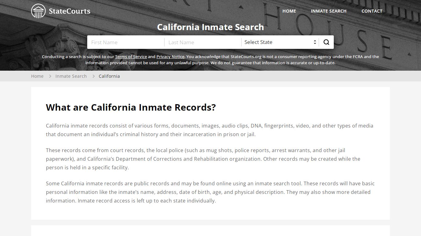 California Inmate Search, Prison and Jail Information - State Courts